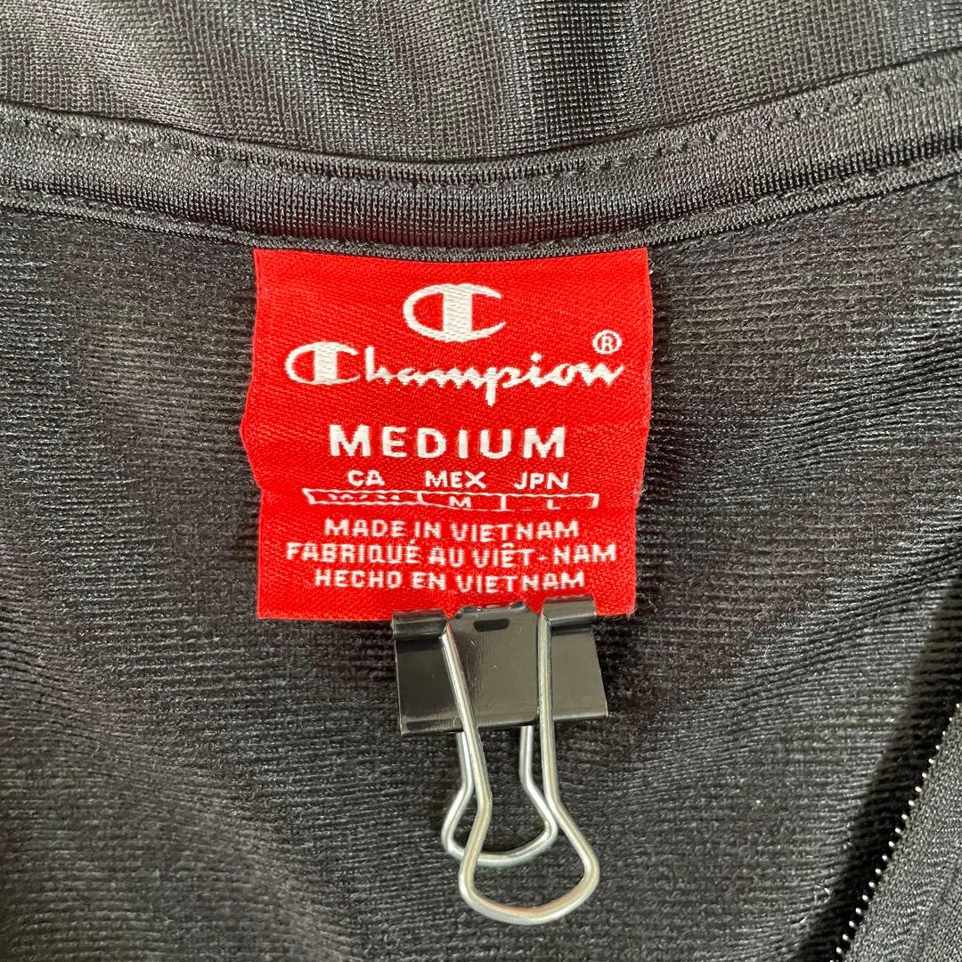 【美品】Champion トラックジャケット ロゴプリント L ブラック