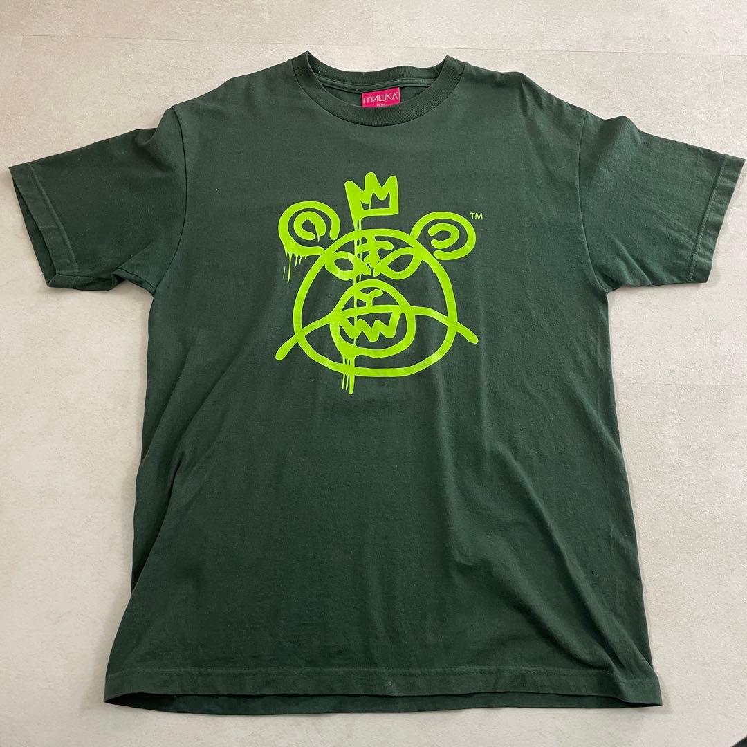古着MISHKA(MNWKA)ロゴプリント Tシャツ Lサイズ ダークグリーン