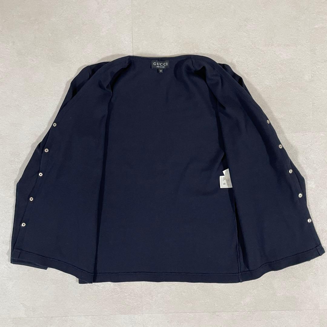 【美品】GUCCI 長袖カーディガン ロゴボタン ダブルG ネイビー M