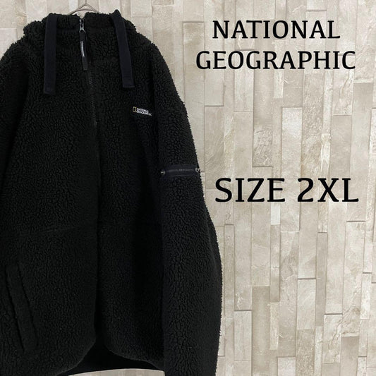 【美品】NATIONAL GEOGRAPHIC ボアジャケット 2XL 黒色