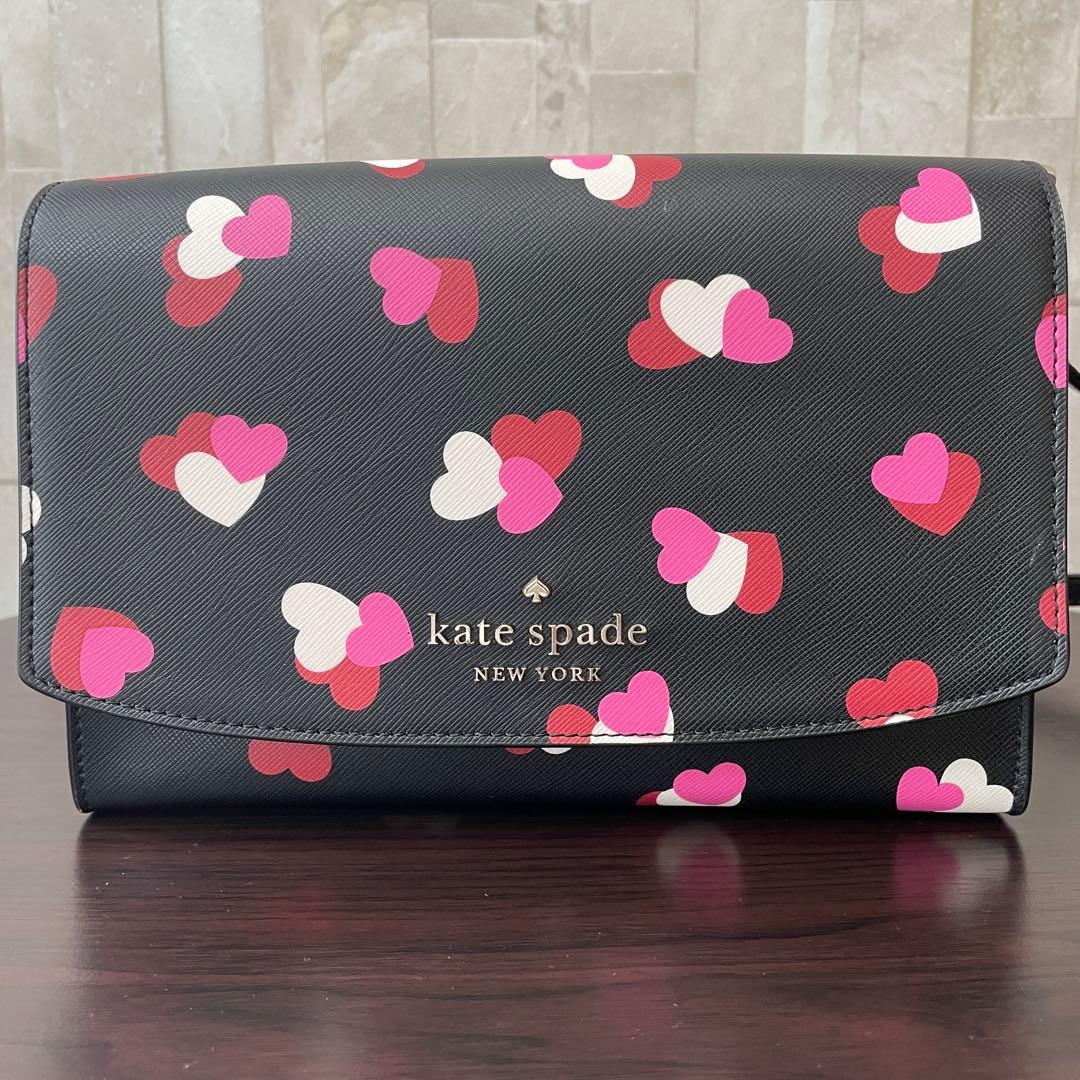 訳あり新品 kate spade ショルダーバッグ ハート総柄