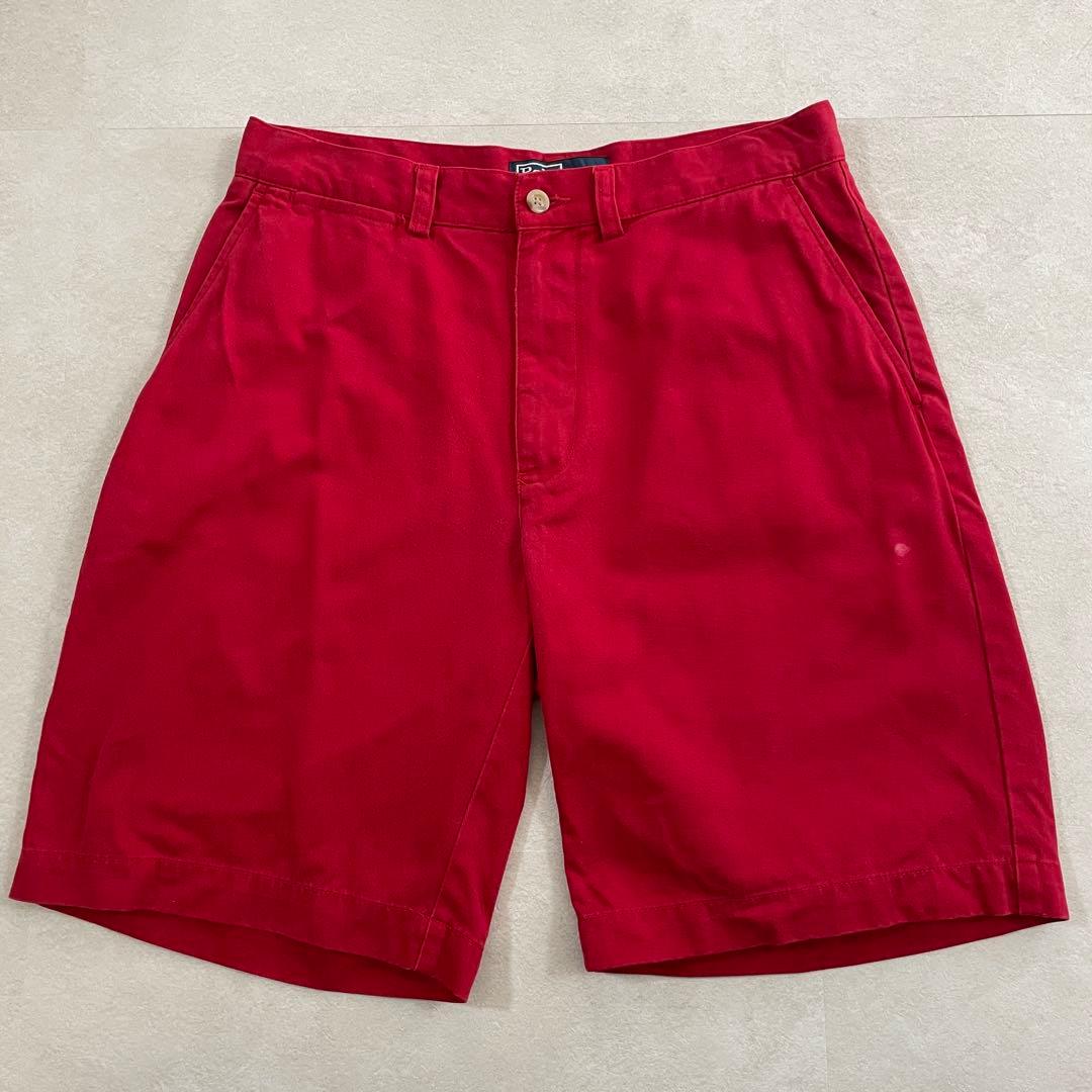 90s POLO RALPH LAUREN ポロチノ ハーフパンツ 30 レッド