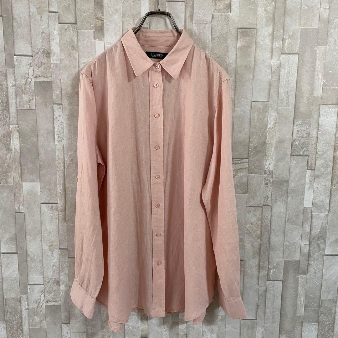 古着 RALPH LAUREN 長袖シャツ サイズLG 170/96A ピンク