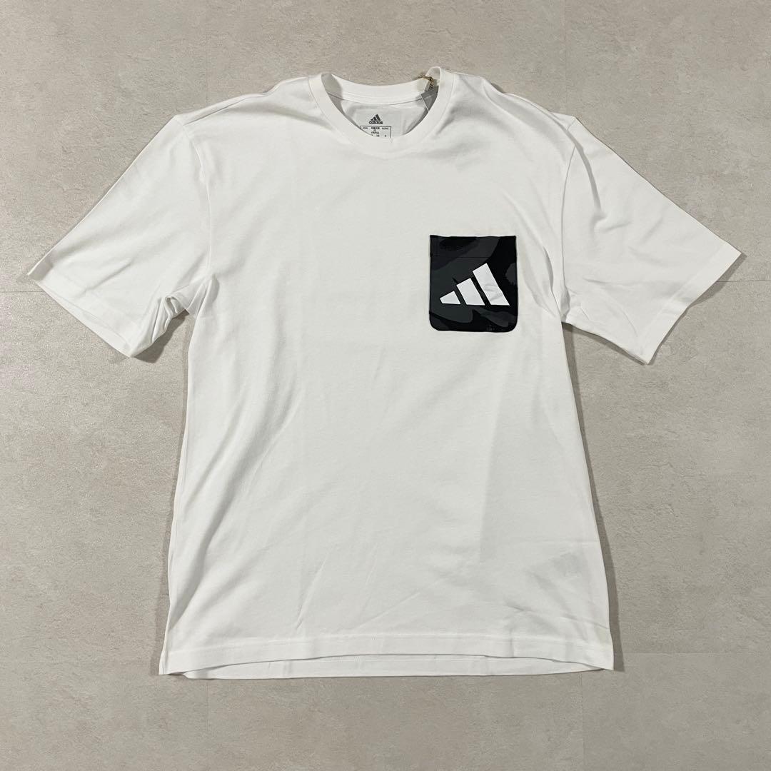 【新品未使用タグ付】adidas 半袖Tシャツ ロゴプリント サイズL 白
