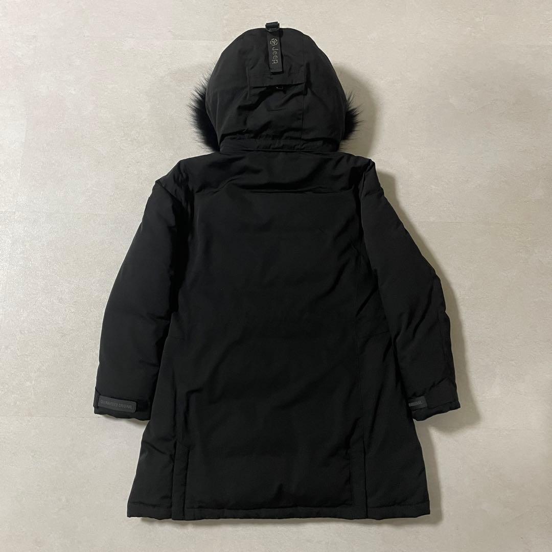 【海外限定】Jeep ダウンジャケット ファー付き ロゴパッチ L ブラック