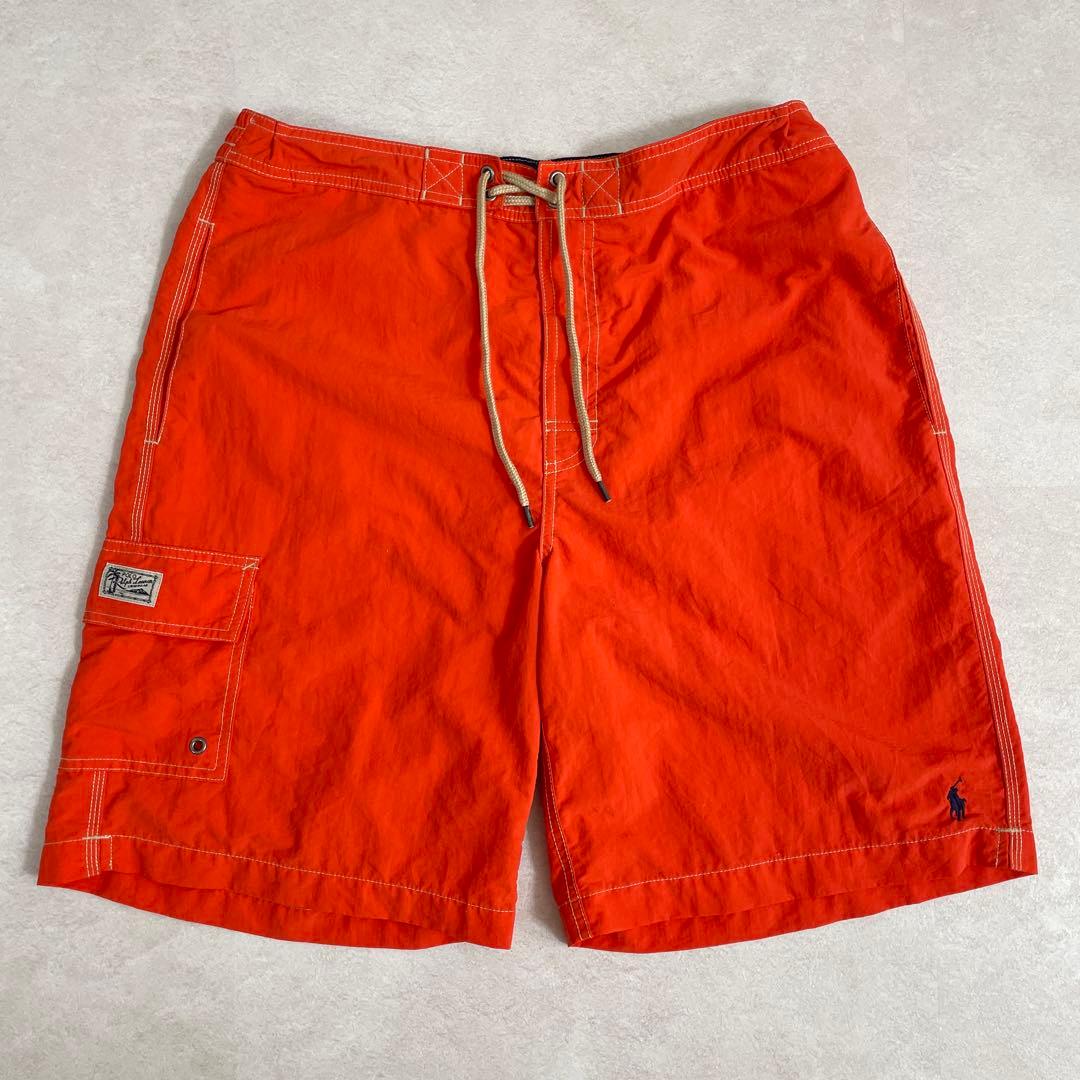 90s POLO RALPH LAUREN オレンジ スイムショーツ Mサイズ
