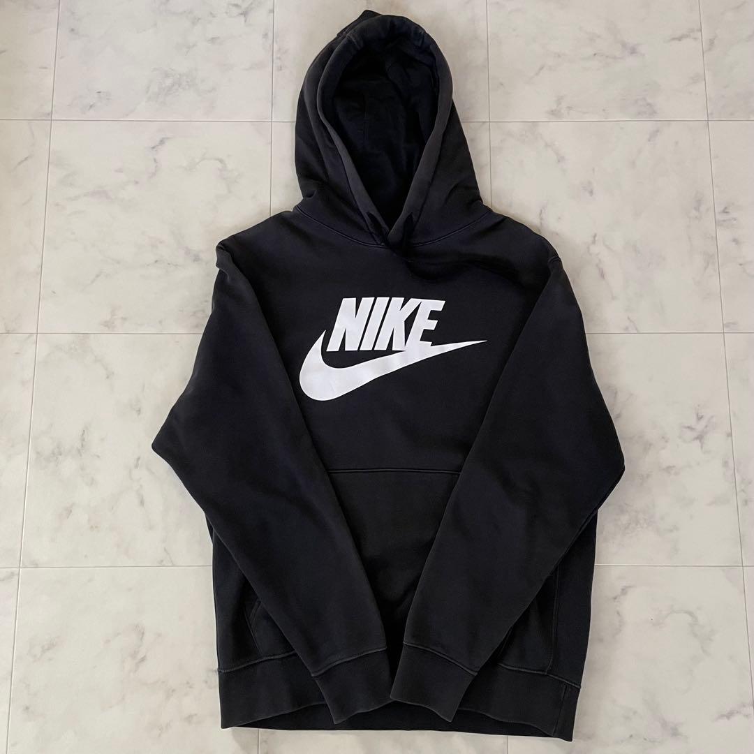 NIKE ナイキ フード付き長袖パーカー Mサイズ ブラック ビッグロゴ