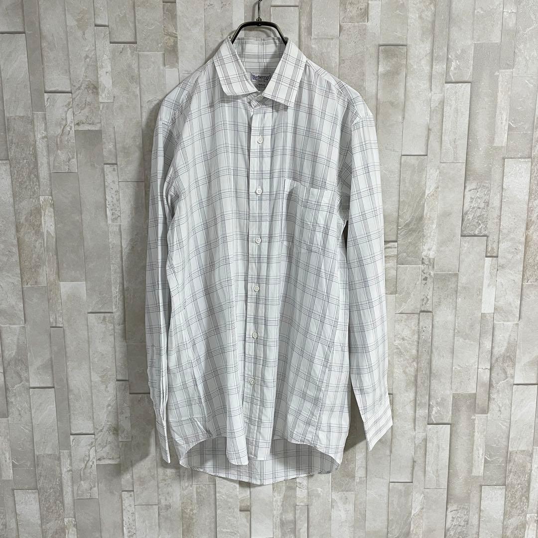 90s BURBERRY 長袖シャツ チェック柄 Mサイズ ホワイト – OMNISTYLE