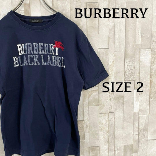 【美品】BURBERRY BLACK LABEL 半袖Tシャツ 2 ネイビー