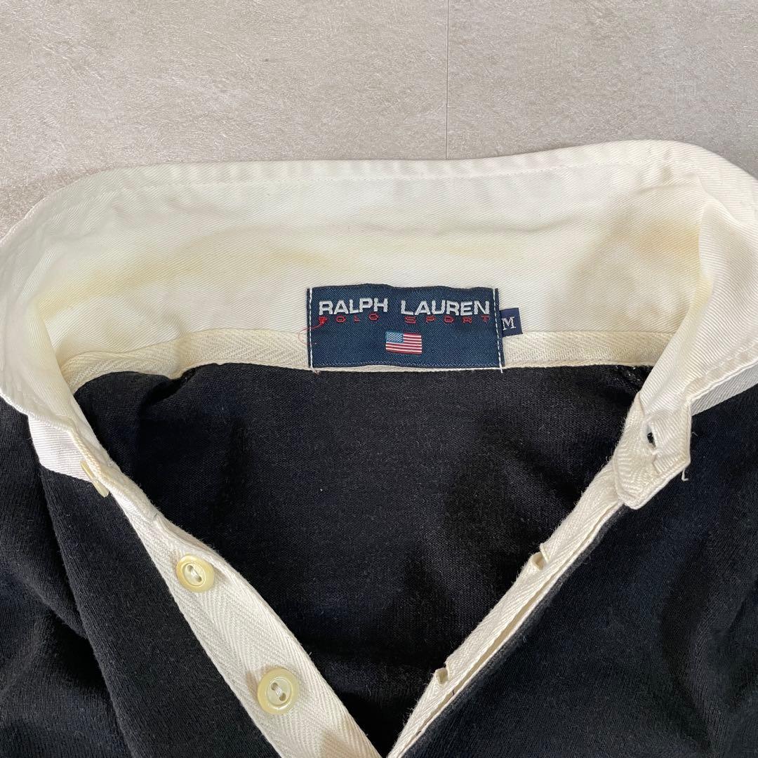 古着 POLO RALPH LAUREN 長袖 ポロシャツ ポニー刺繍 M 黒