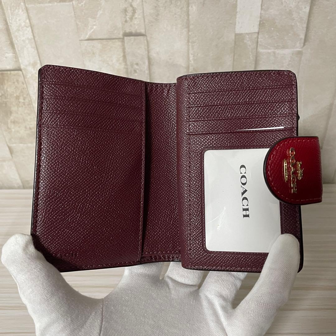 訳あり新品 COACH 二つ折り財布 レッド
