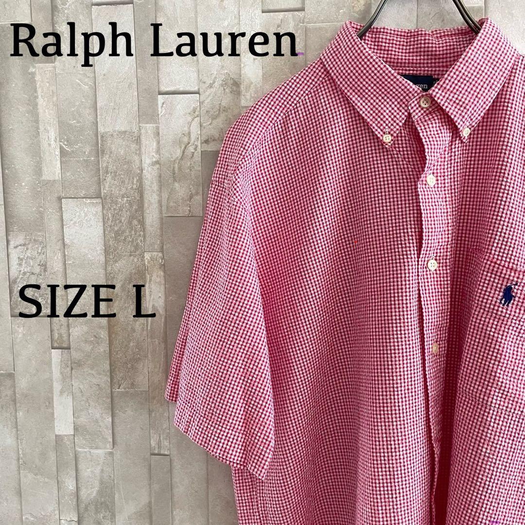 【美品】90s ラルフローレン BLAKE インド綿 チェックシャツ Lサイズ