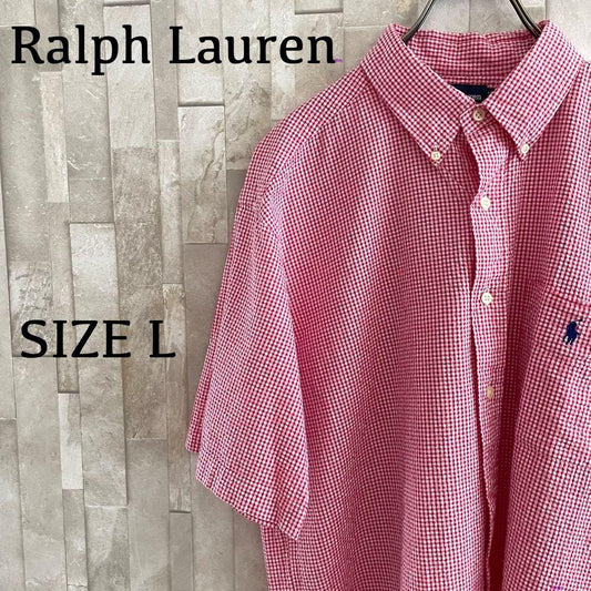 【美品】90s ラルフローレン BLAKE インド綿 チェックシャツ Lサイズ