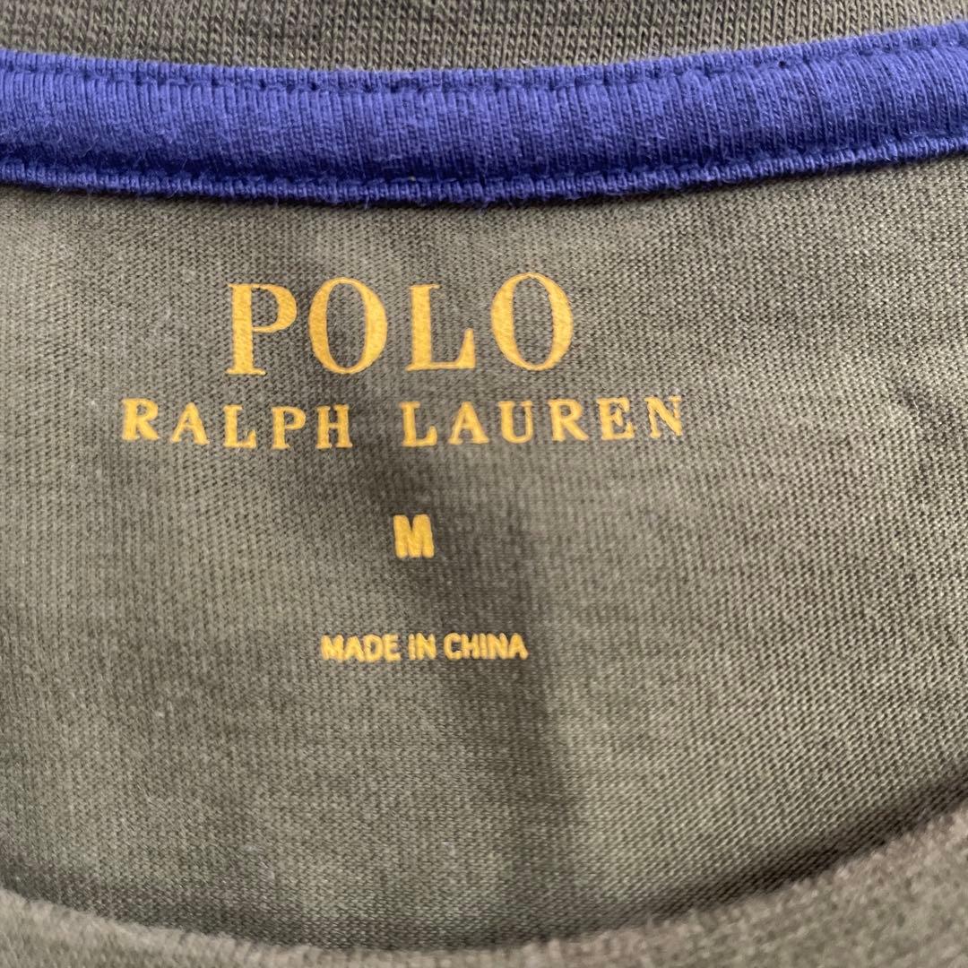 【美品】POLO RALPH LAUREN 半袖Tシャツ M カーキ 裾ポニー