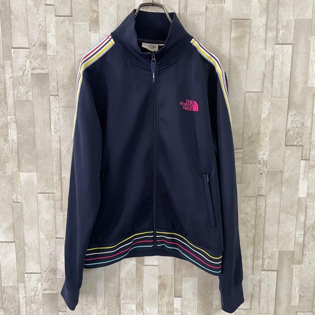 【美品】THE NORTH FACE ジャージ ロゴ刺繍 サイズL ネイビー