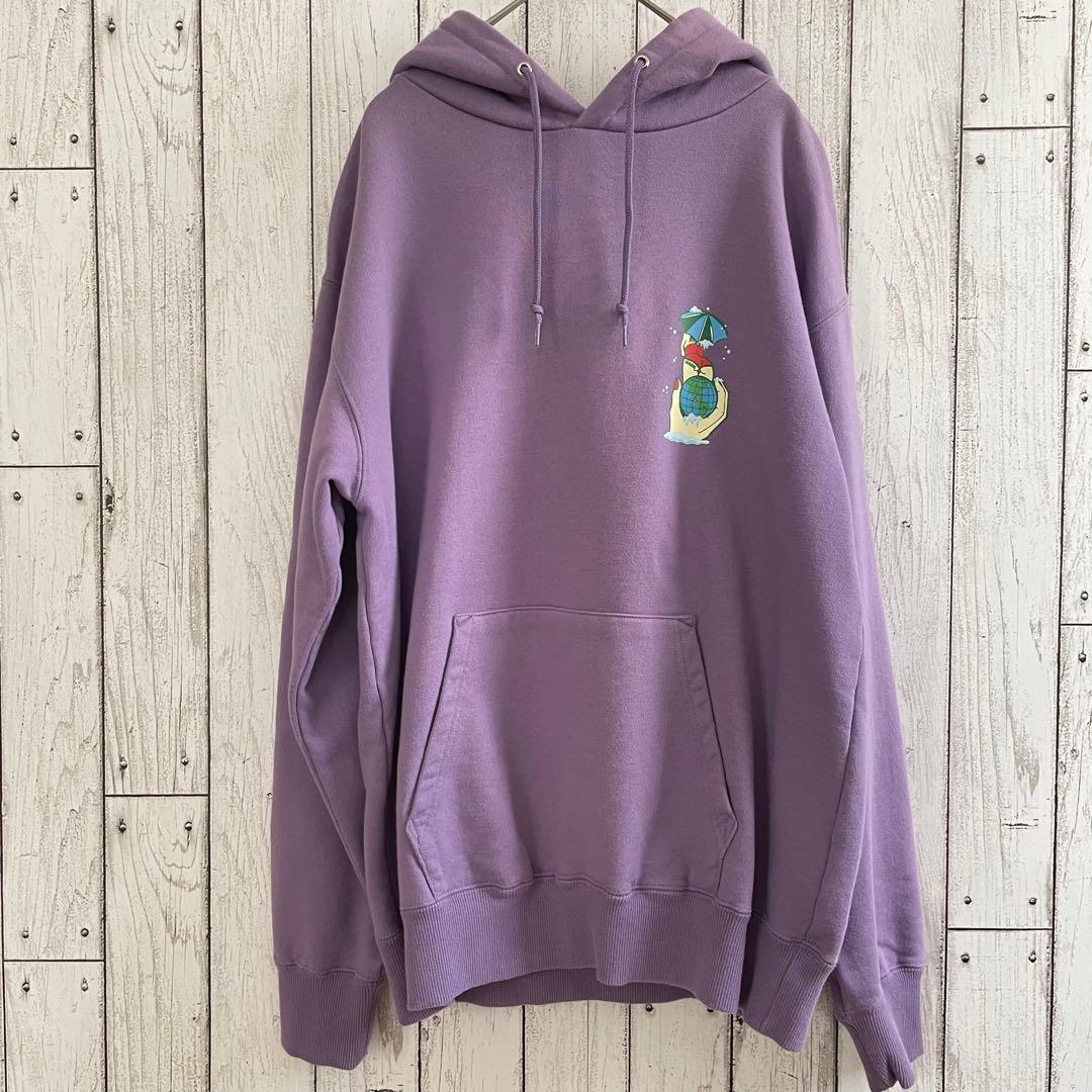 【美品】XLARGE フード付き長袖パーカー Sサイズ パープル
