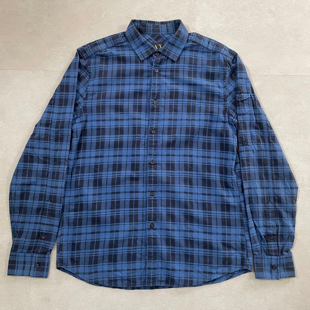 【美品】ARMANI EXCHANGE 長袖ネルシャツ チェック柄 Mサイズ