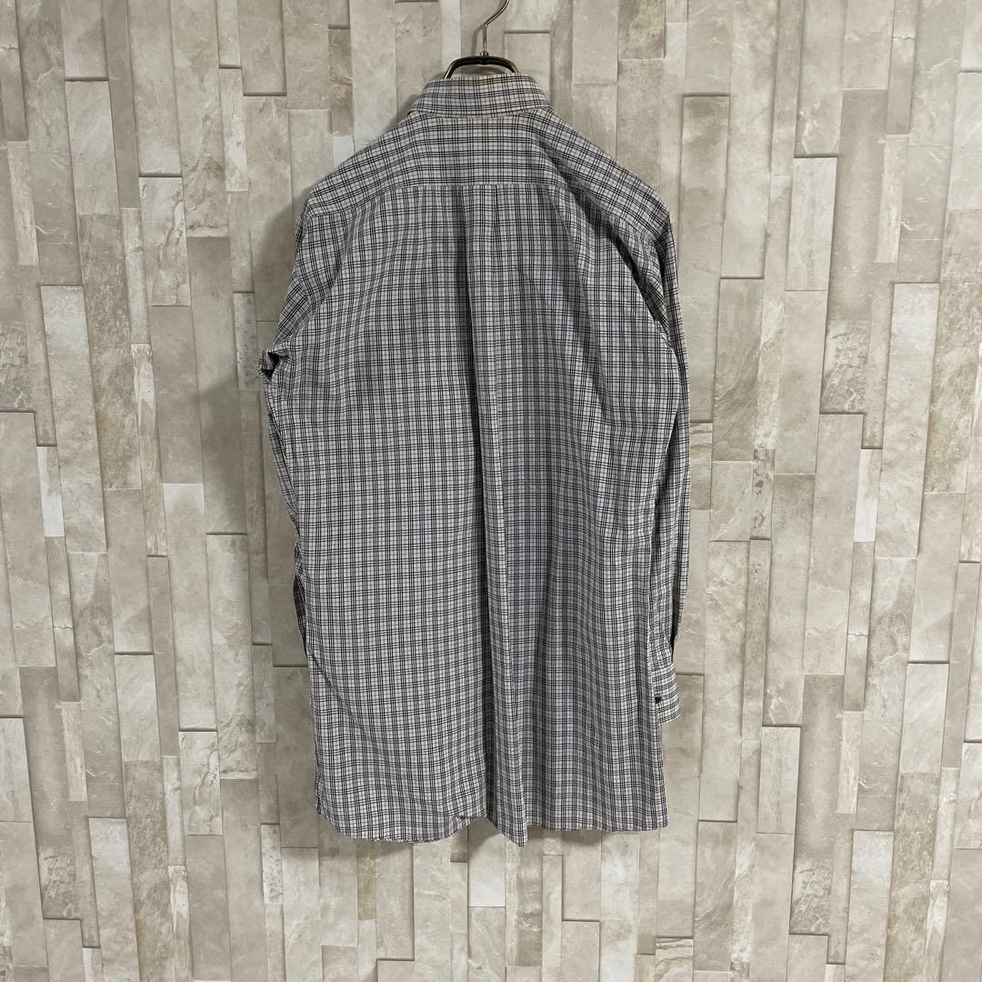 古着 BURBERRY LONDON 長袖シャツ ロゴ刺繍 日本製 チェック柄
