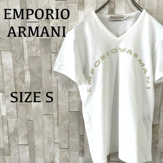 古着 EMPORIO ARMANI ホワイト Vネック Tシャツ Sサイズ