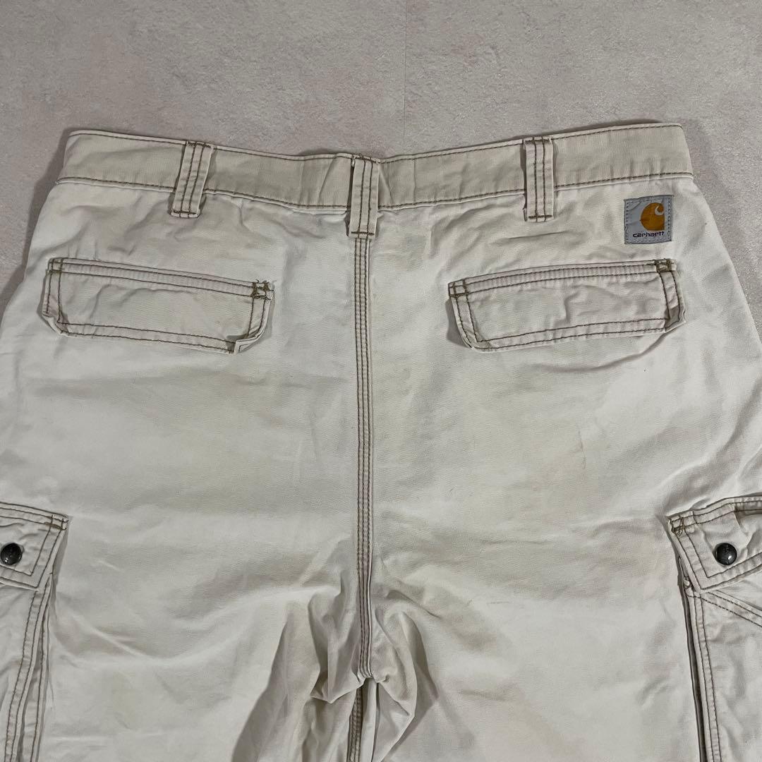 古着 carhartt ハーフパンツ カーゴパンツ 36 ホワイト ロゴ刺繍