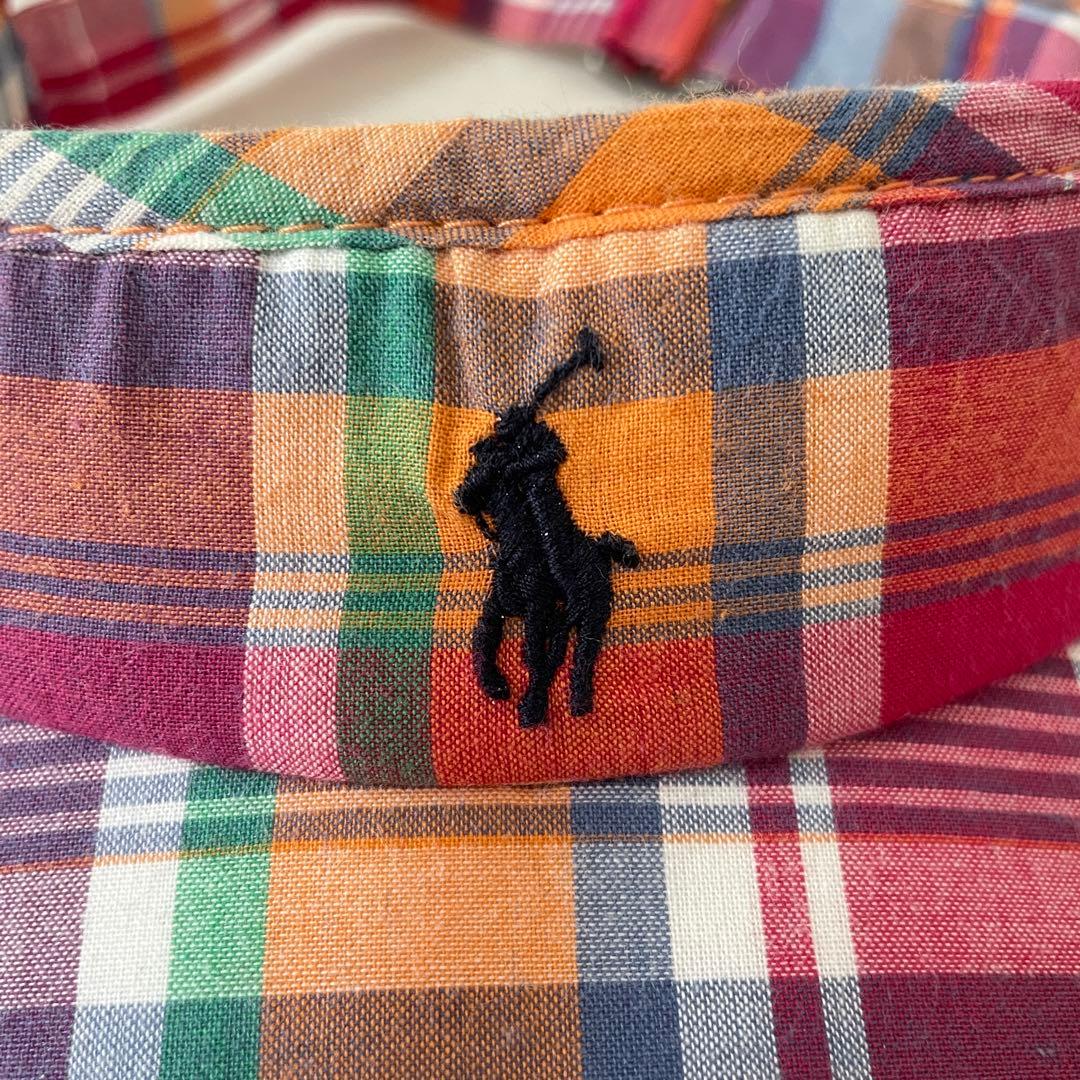 【美品】90s POLO RALPH LAUREN サンバイザー チェック柄