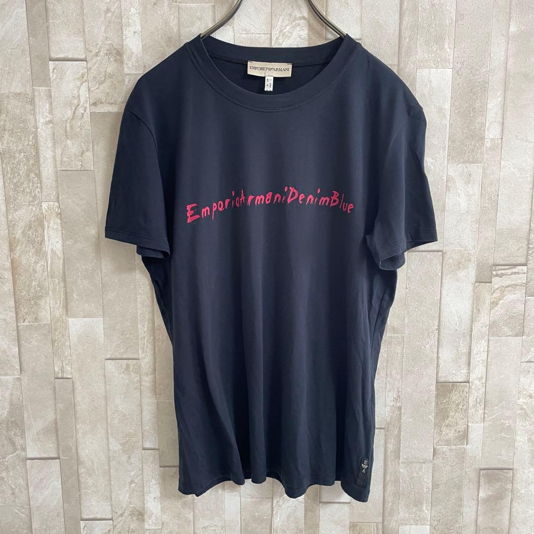 古着 EMPORIO ARMANI Tシャツ サイズ8 ネイビー ロゴプリント