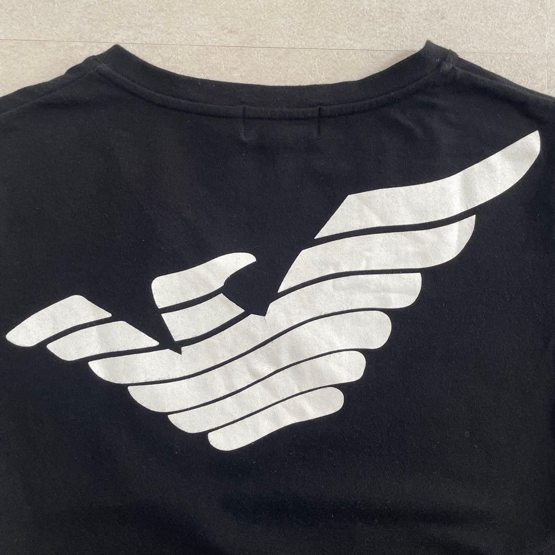 【美品】EMPORIO ARMANI イーグルロゴ ブラック Tシャツ Sサイズ