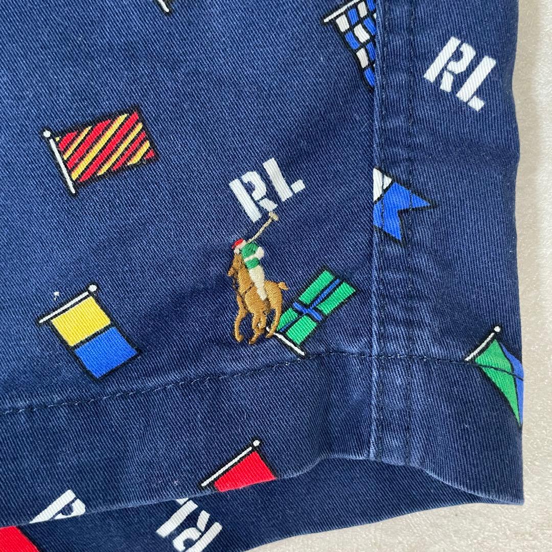 【美品】POLO RALPH LAUREN ハーフパンツ L ネイビー系 国旗柄