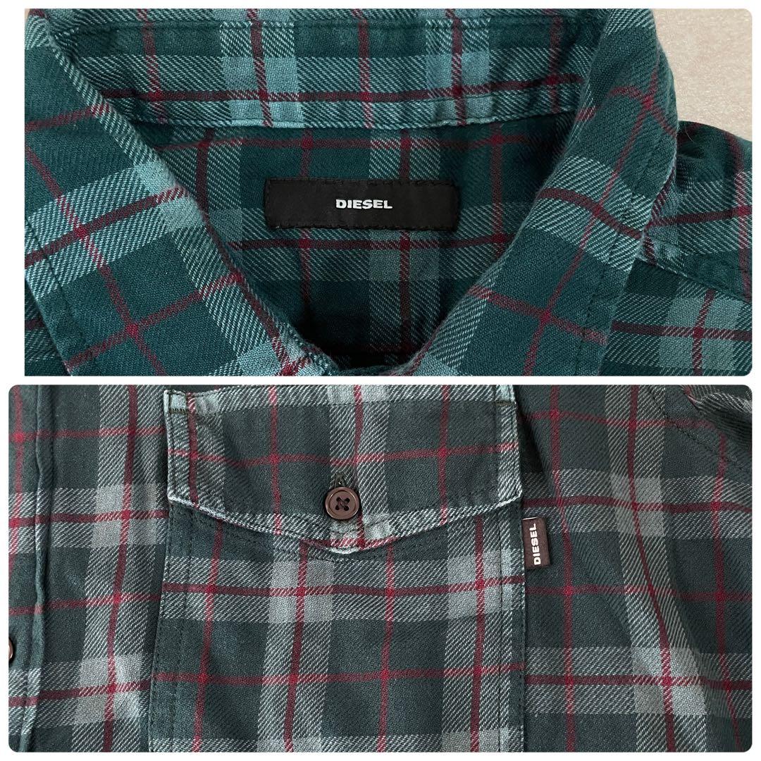 【美品】DIESEL MILLER グラデーションブリーチチェックシャツ L