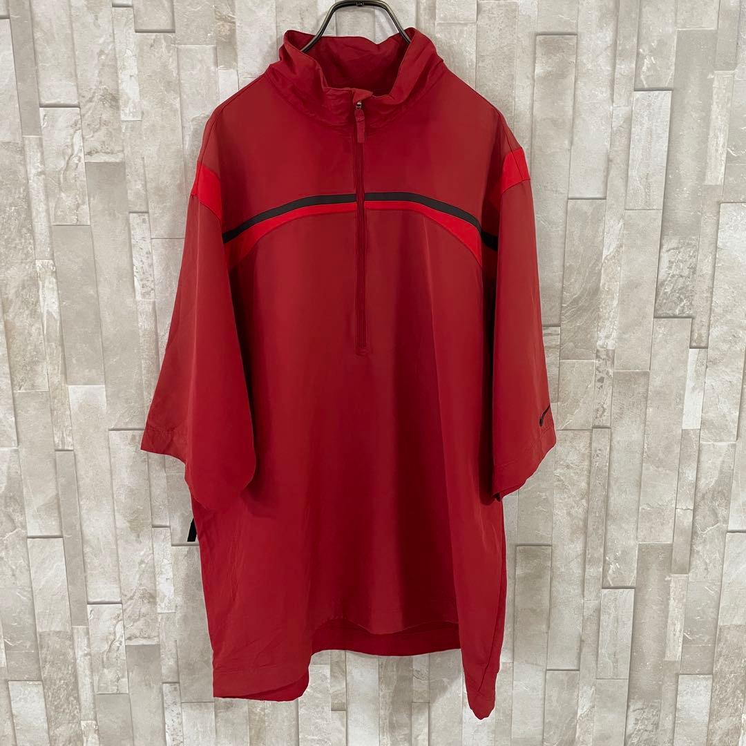 古着 NIKE NIKE GOLF 半袖ハーフジップゴルフウェア L レッド