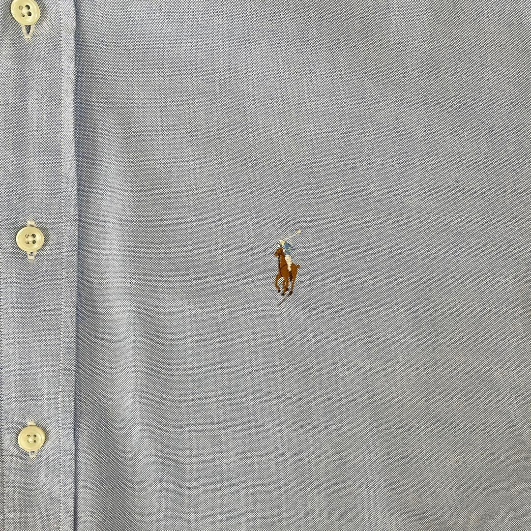 90s POLO RALPH LAUREN 長袖シャツ ポニー刺繍 ブルー