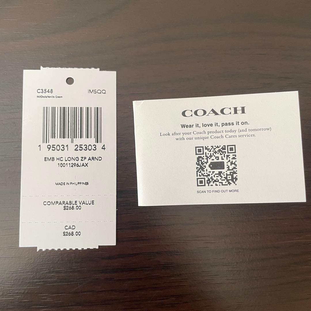訳あり新品 COACH 長財布 ホース＆キャリッジ柄 ホワイト系