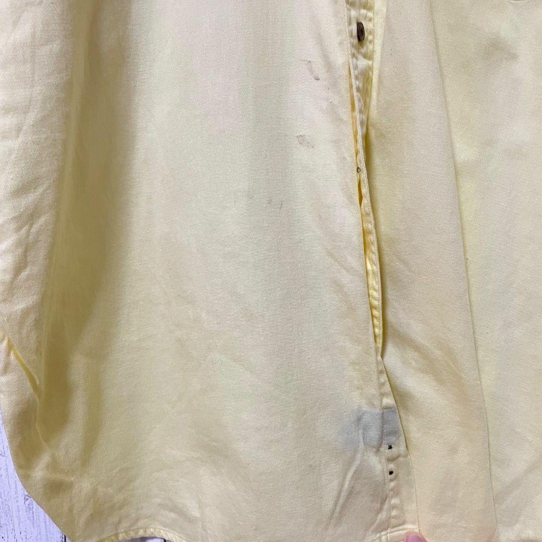 80s ラルフローレン メンズ 半袖 シャツ Lサイズ イエロー