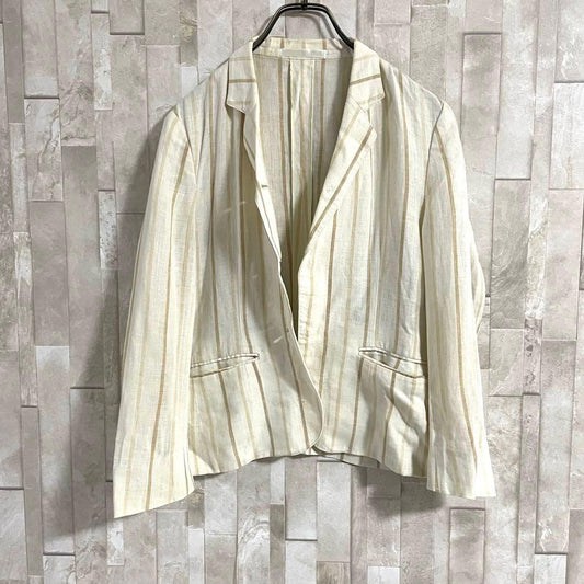 古着 90s BURBERRY テーラードジャケット ベージュ ストライプ