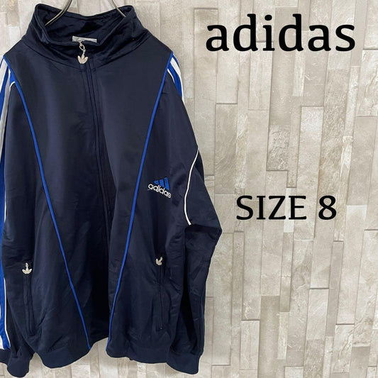 古着 adidas トラックジャケット ロゴジップ ロゴ刺繍 ネイビー 8