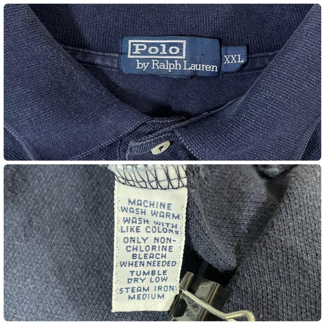 90s POLO RALPH LAUREN 半袖ポロシャツ 2XL ネイビー