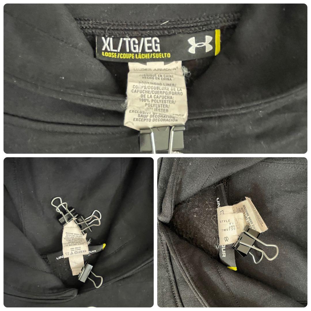 古着 UNDER ARMOR プルオーバーパーカー サイズXL ブラック
