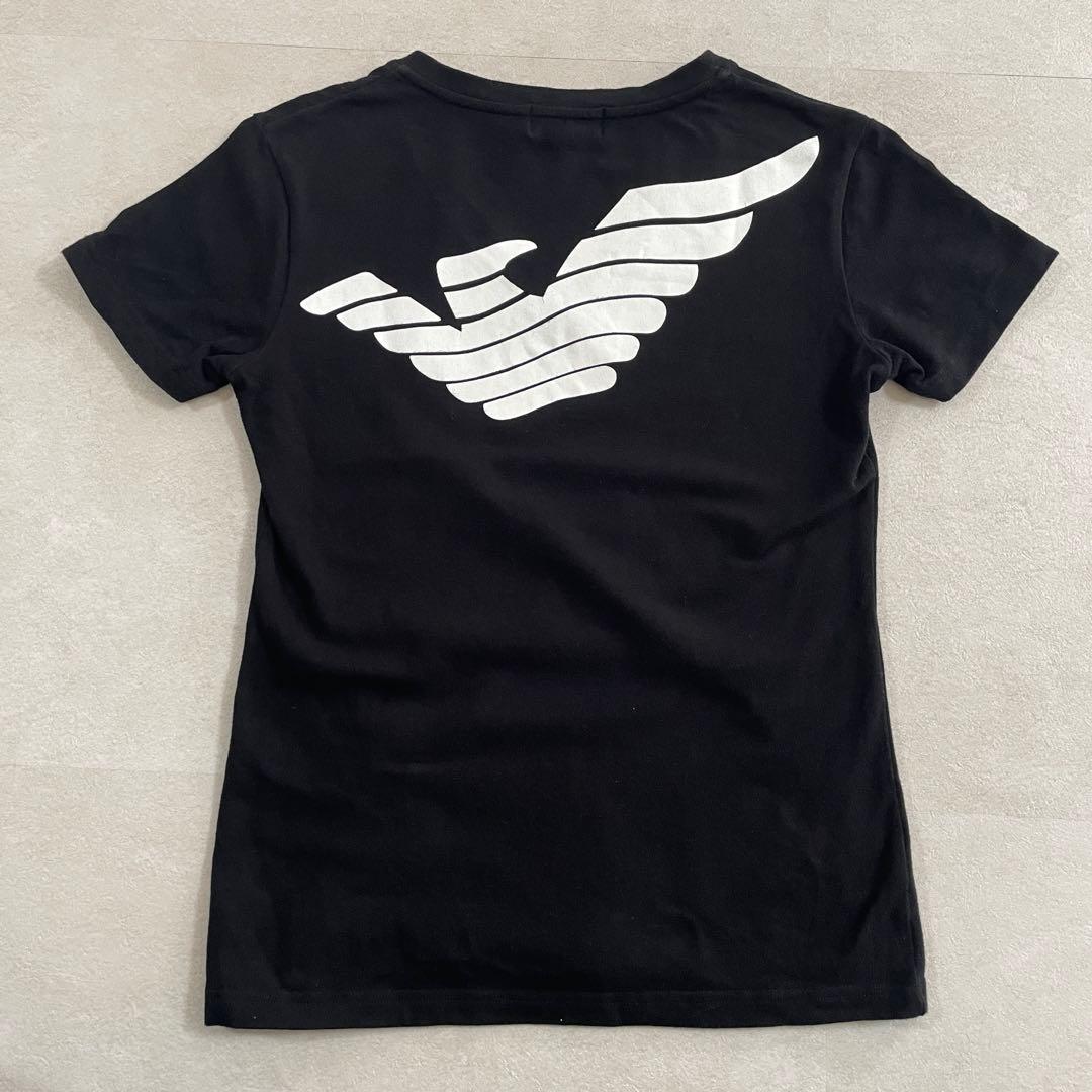 【美品】EMPORIO ARMANI イーグルロゴ ブラック Tシャツ Sサイズ