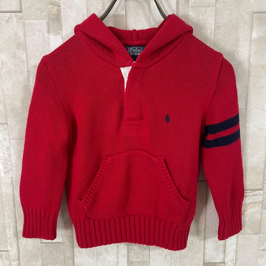 【美品】 90s POLO RALPH LAUREN フード付きニットセーター