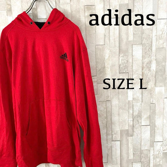 【美品】adidas プルオーバー パーカー サイズL レッド