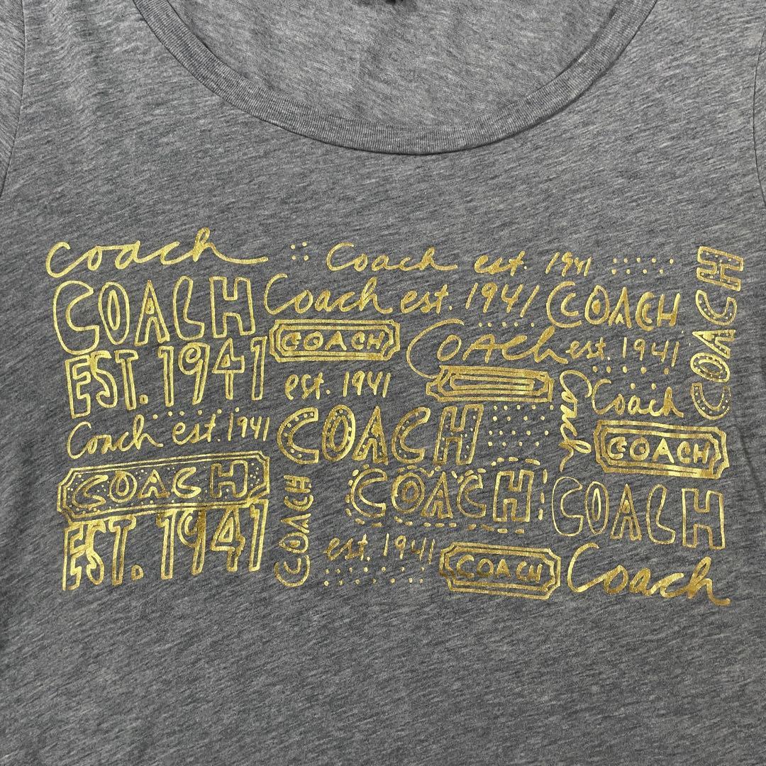 【美品】COACH 半袖Tシャツ ビックプリント サイズXS グレー