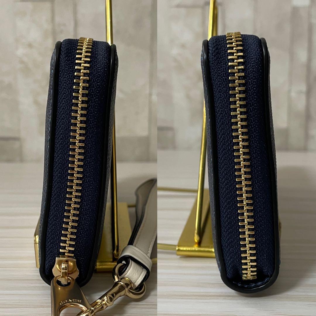訳あり新品 COACH 長財布 シグネチャー柄 デニムマルチ