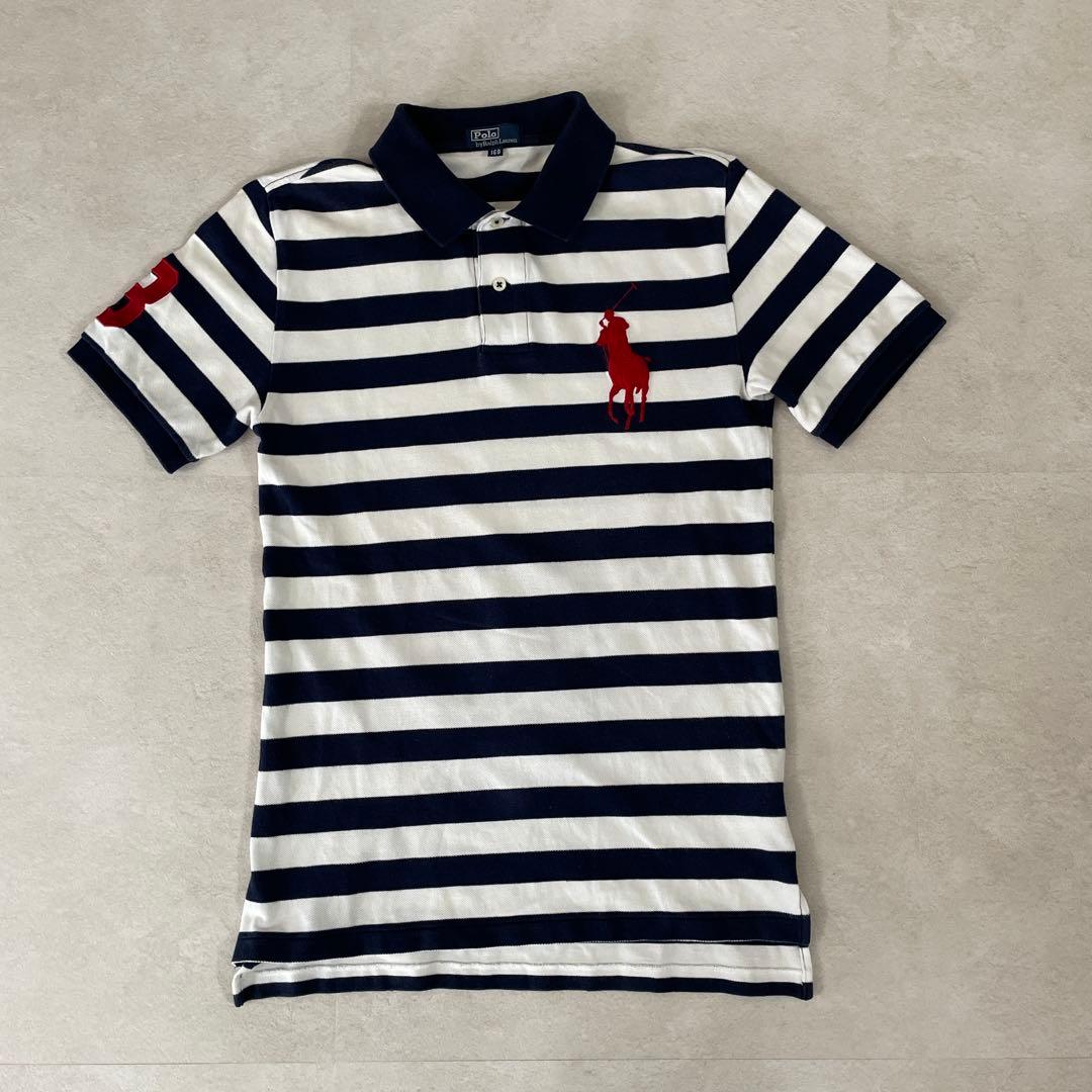 古着 POLO RALPH LAUREN 半袖ポロシャツ 160 ボーダー柄