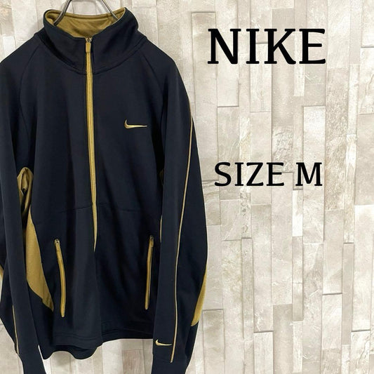 古着NIKE トラックジャケット サイズM ブラック ゴールド ツートン