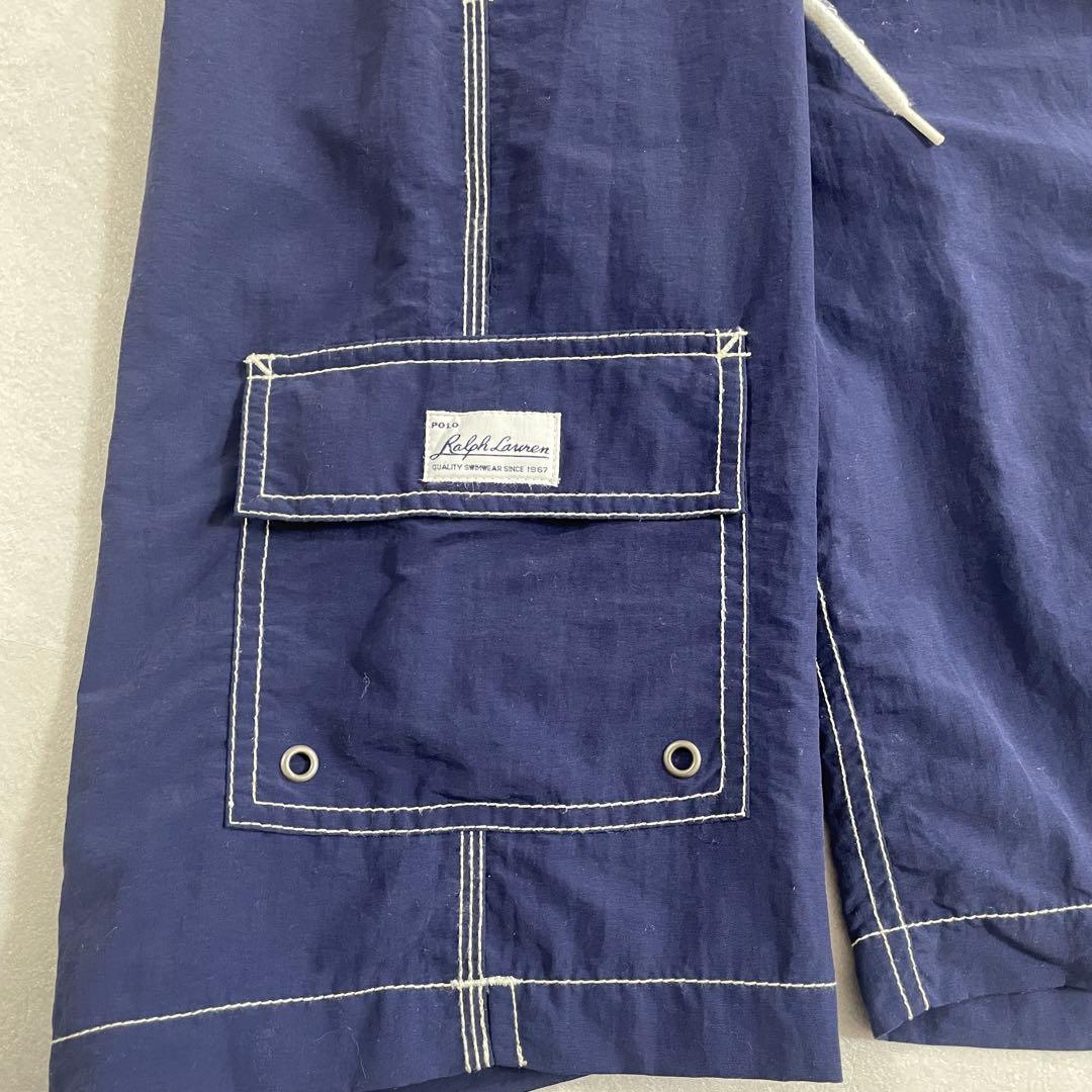【希少】90s POLO RALPH LAUREN ネイビー スイムショーツ M