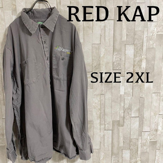 古着 RED KAP 長袖ワークシャツ サイズ2XL グレー