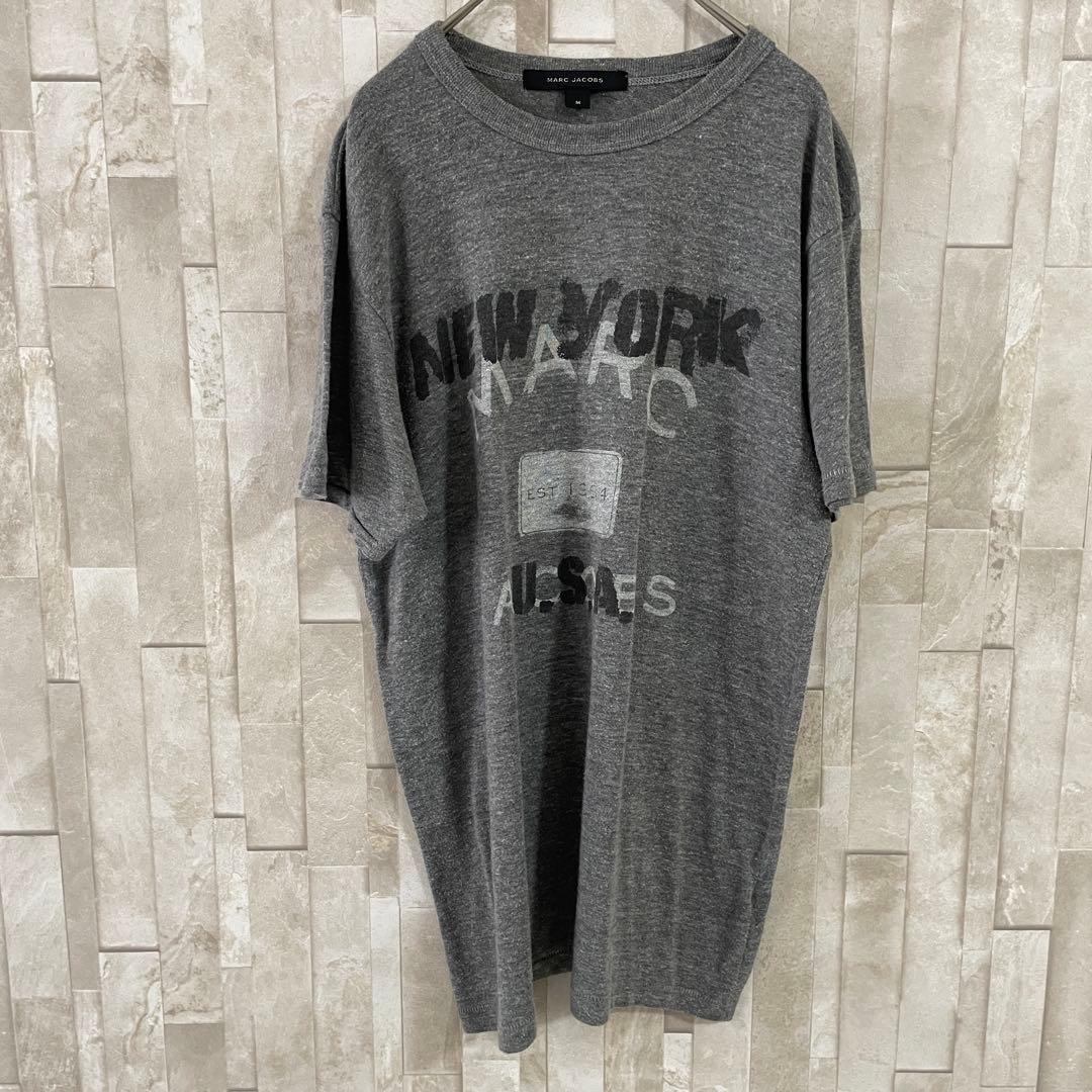 【美品】古着 MARC JACOBS 文字プリント グレー Tシャツ Mサイズ