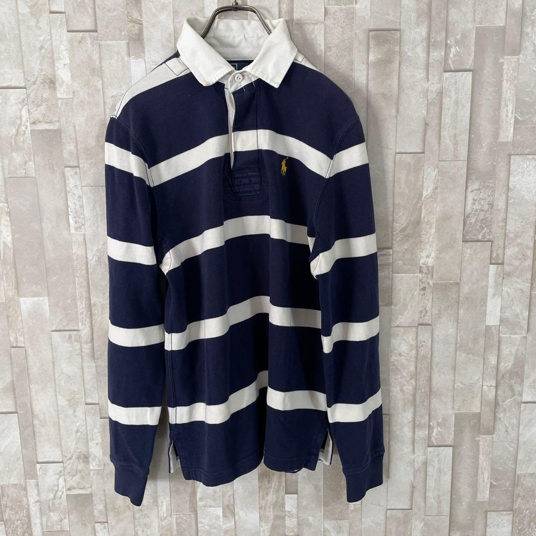 90s POLO RALPH LAUREN 長袖ポロシャツ S ボーダー柄