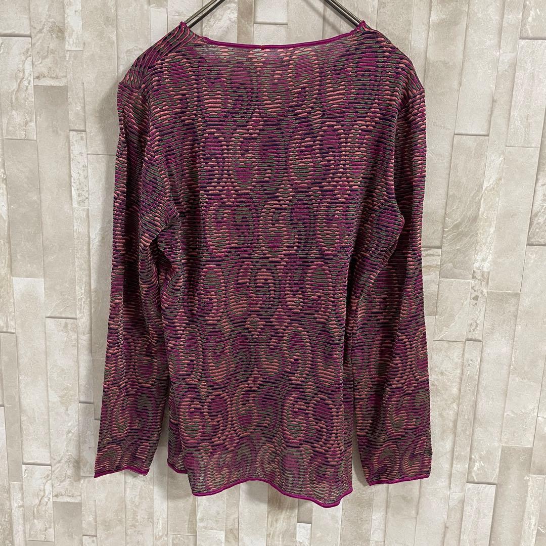 【美品】MISSONI 長袖シャツ パープル系 幾何学模様 サイズM