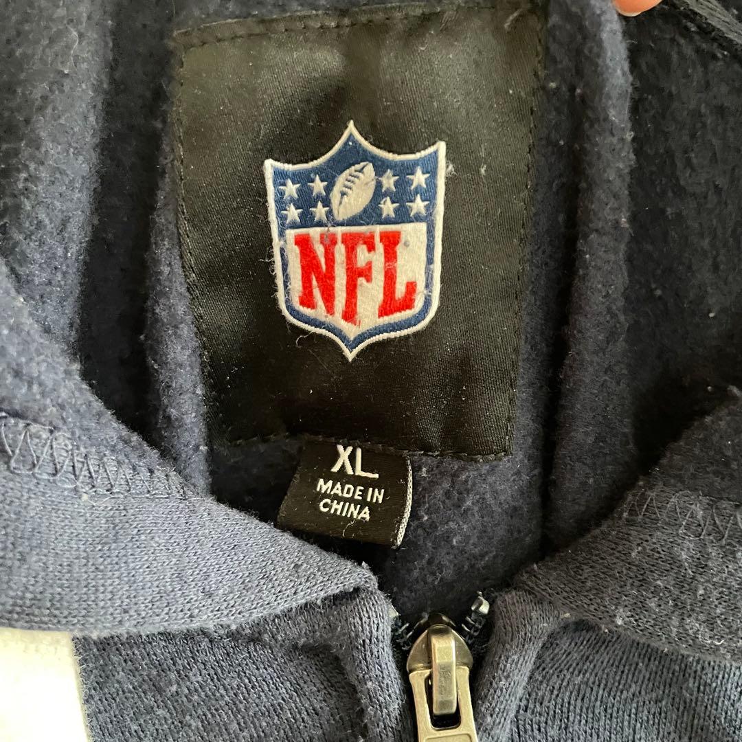 【美品】90s USA古着NFL 長袖ジップアップパーカー XLサイズ ネイビー
